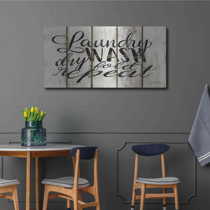 Luxe Metal Art 'Laundry Duties on Wood Panels' by Cindy Jacobs, Metal Wall Art,48x24