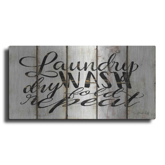 Luxe Metal Art 'Laundry Duties on Wood Panels' by Cindy Jacobs, Metal Wall Art