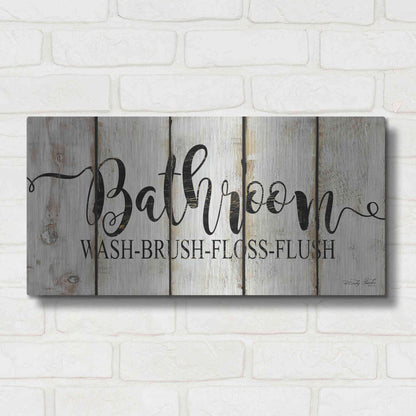 Luxe Metal Art 'Bathroom on Wood Panels' by Cindy Jacobs, Metal Wall Art,24x12