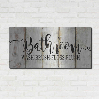 Luxe Metal Art 'Bathroom on Wood Panels' by Cindy Jacobs, Metal Wall Art,48x24