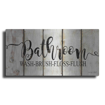 Luxe Metal Art 'Bathroom on Wood Panels' by Cindy Jacobs, Metal Wall Art