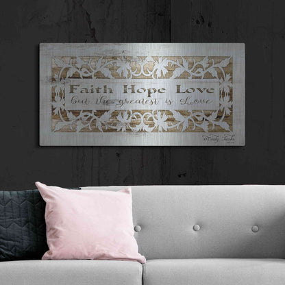 Luxe Metal Art 'Faith, Hope, Love' by Cindy Jacobs, Metal Wall Art,48x24