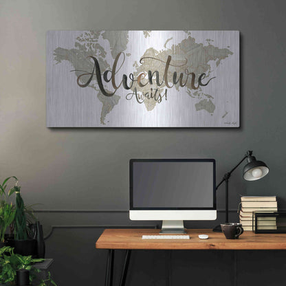Luxe Metal Art 'Adventure Awaits' by Cindy Jacobs, Metal Wall Art,48x24