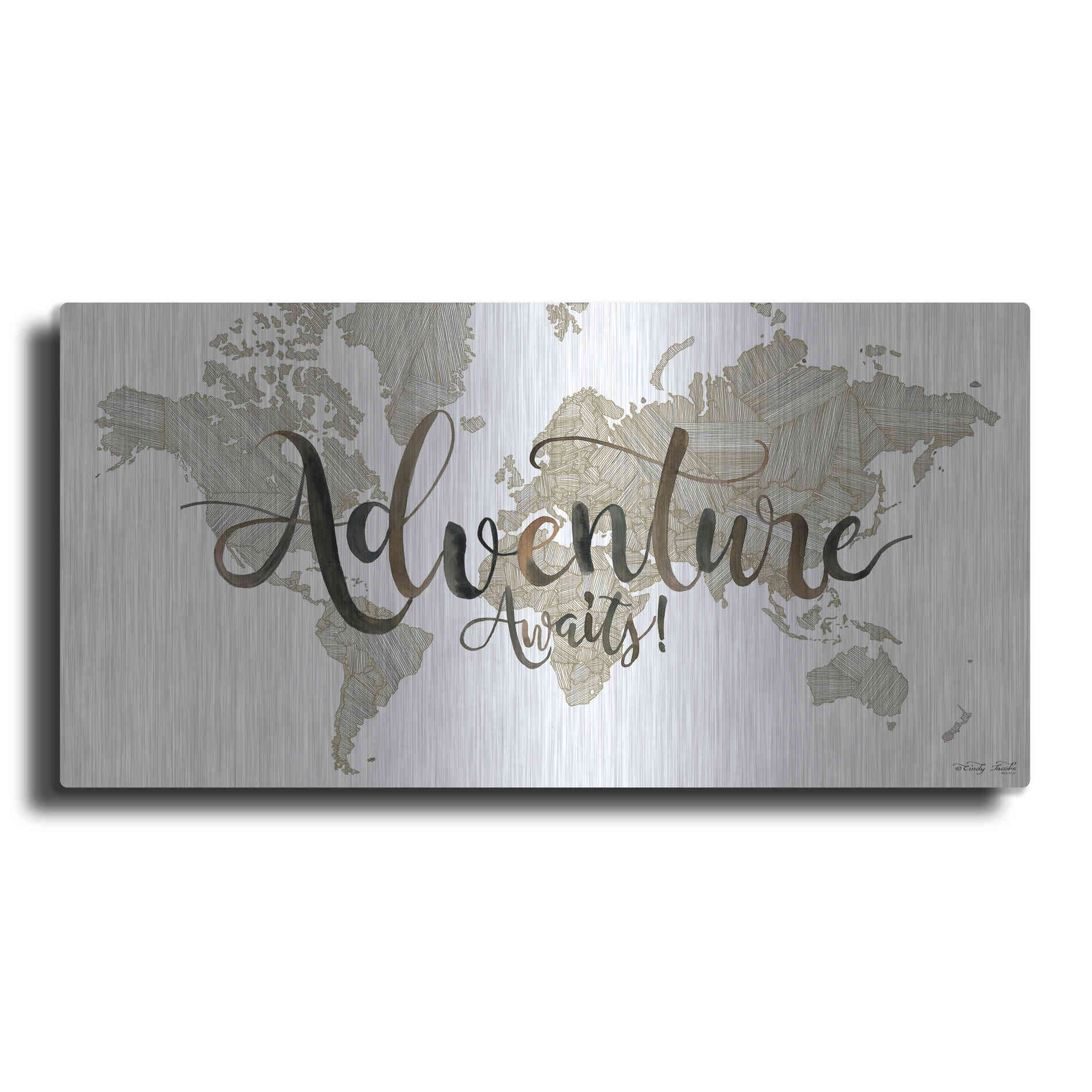 Luxe Metal Art 'Adventure Awaits' by Cindy Jacobs, Metal Wall Art