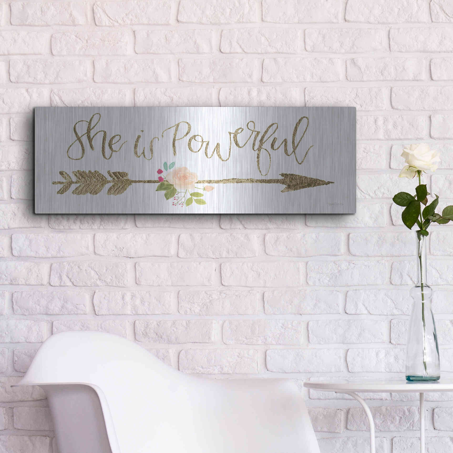 Luxe Metal Art 'Girl Power VII' by Jenaya Jackson, Metal Wall Art,36x12