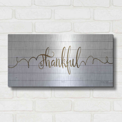 Luxe Metal Art 'Thankful' by Cindy Jacobs, Metal Wall Art,24x12