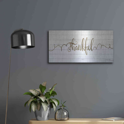 Luxe Metal Art 'Thankful' by Cindy Jacobs, Metal Wall Art,24x12