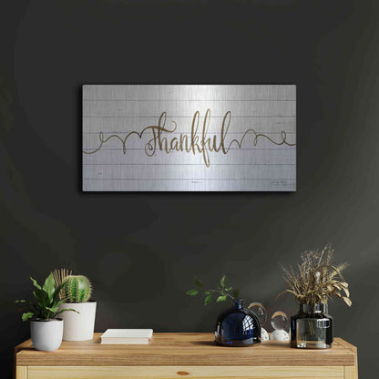 Luxe Metal Art 'Thankful' by Cindy Jacobs, Metal Wall Art,24x12