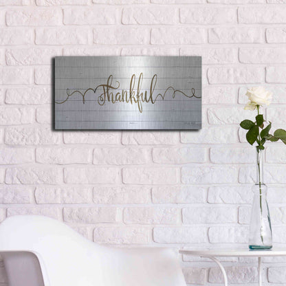 Luxe Metal Art 'Thankful' by Cindy Jacobs, Metal Wall Art,24x12