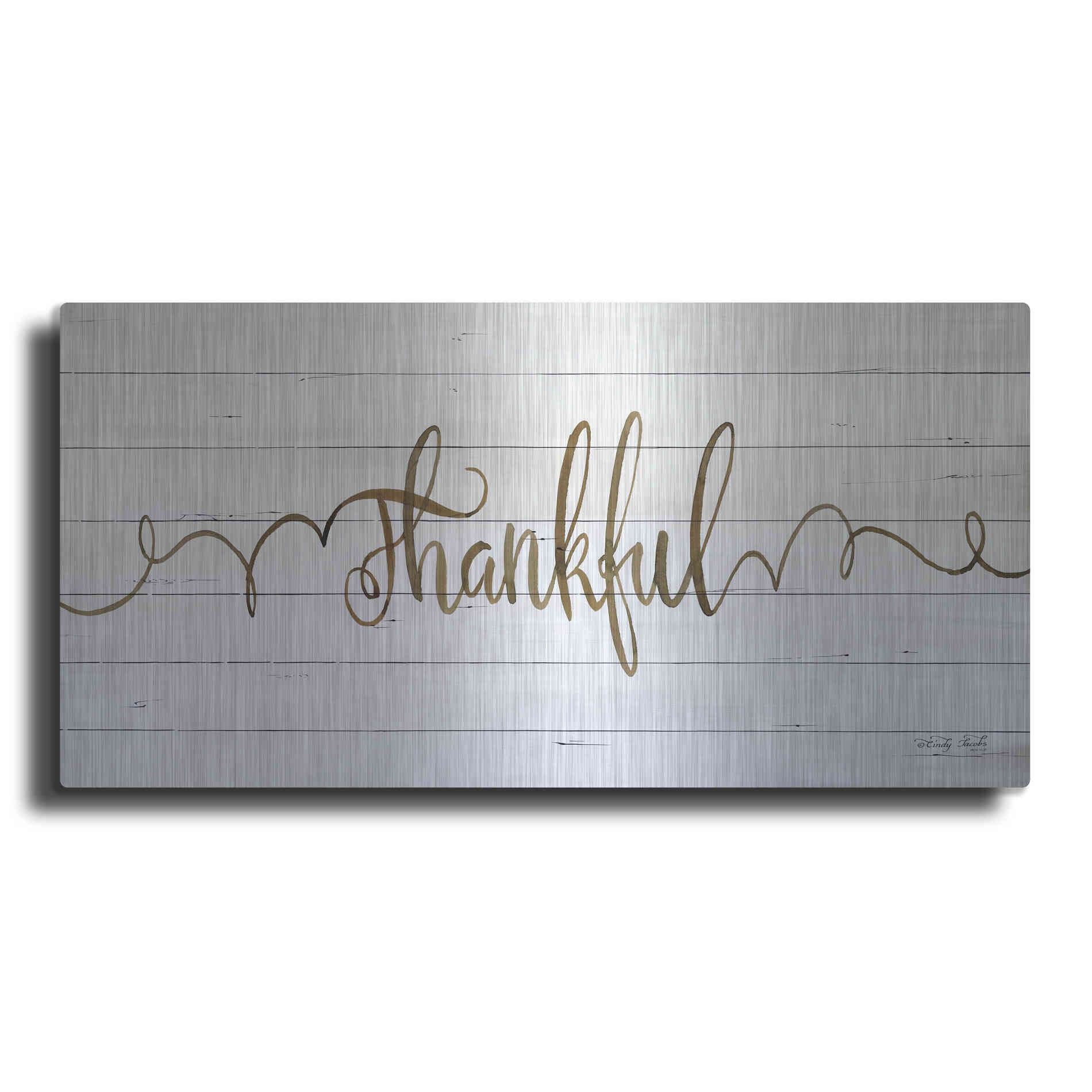 Luxe Metal Art 'Thankful' by Cindy Jacobs, Metal Wall Art