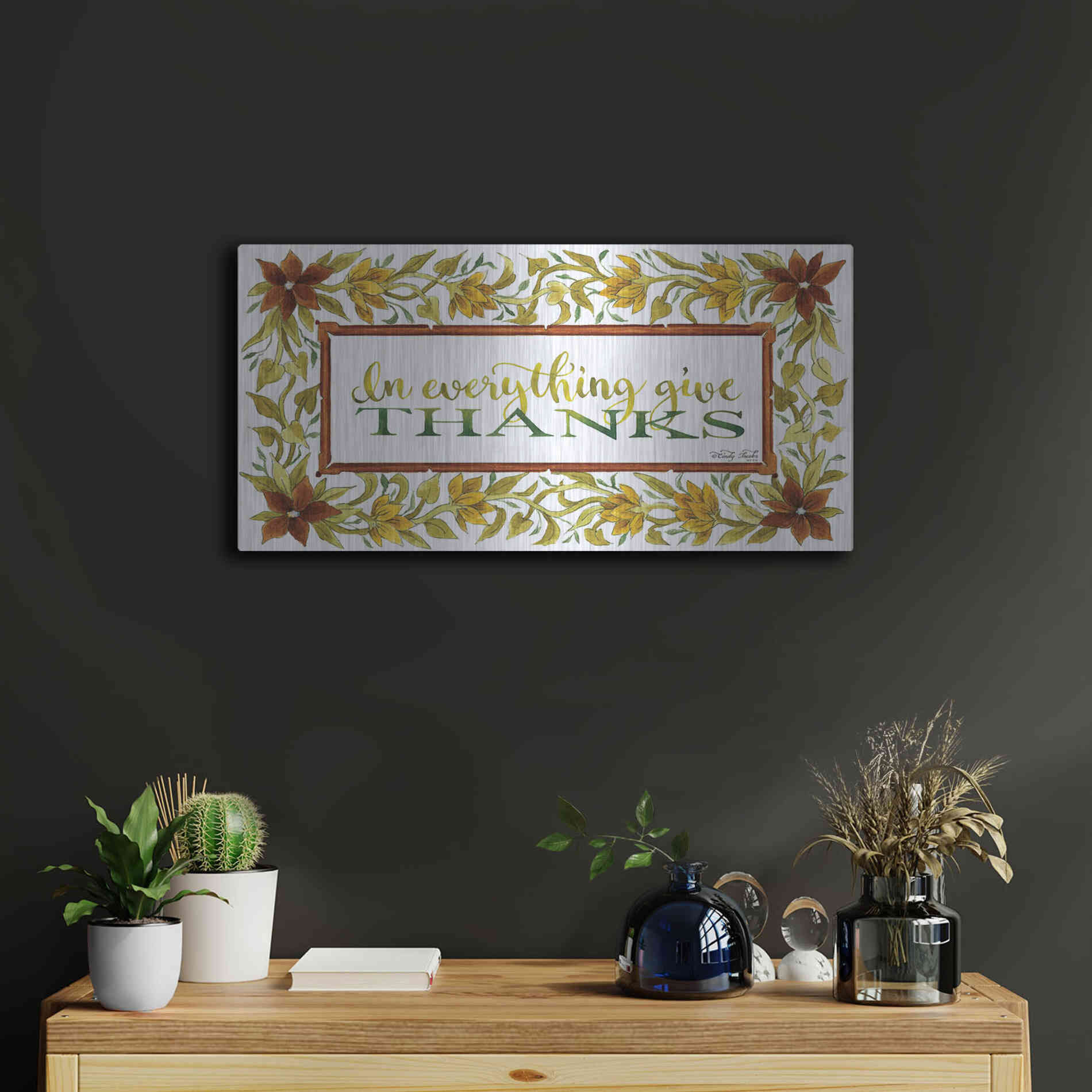 Luxe Metal Art 'In Everything' by Cindy Jacobs, Metal Wall Art,24x12