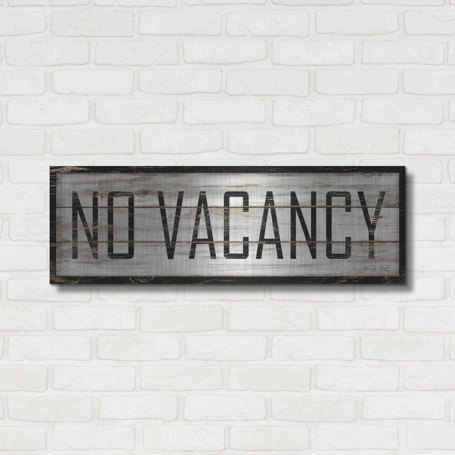 Luxe Metal Art 'No Vacancy' by Cindy Jacobs, Metal Wall Art,36x12