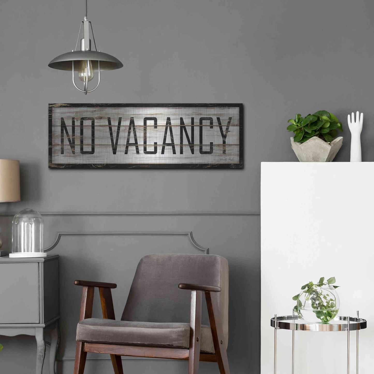 Luxe Metal Art 'No Vacancy' by Cindy Jacobs, Metal Wall Art,36x12