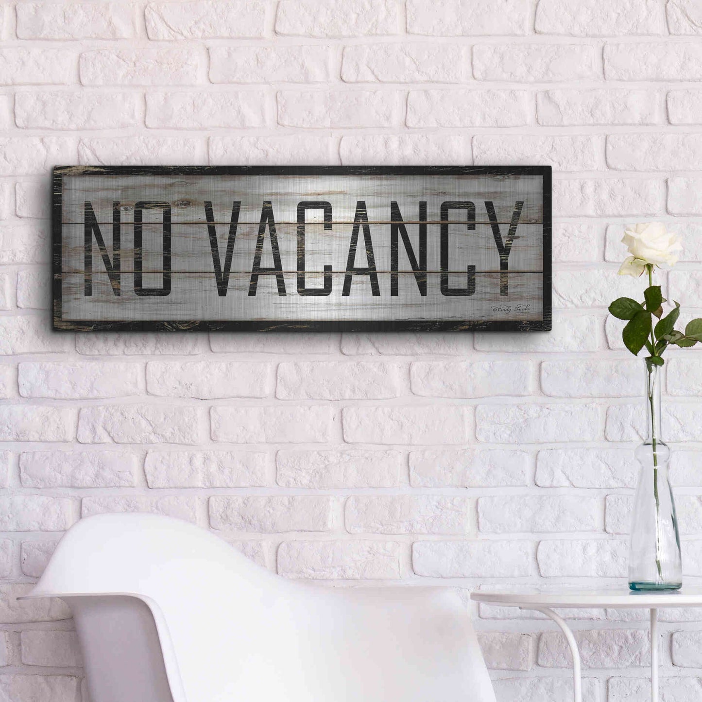 Luxe Metal Art 'No Vacancy' by Cindy Jacobs, Metal Wall Art,36x12