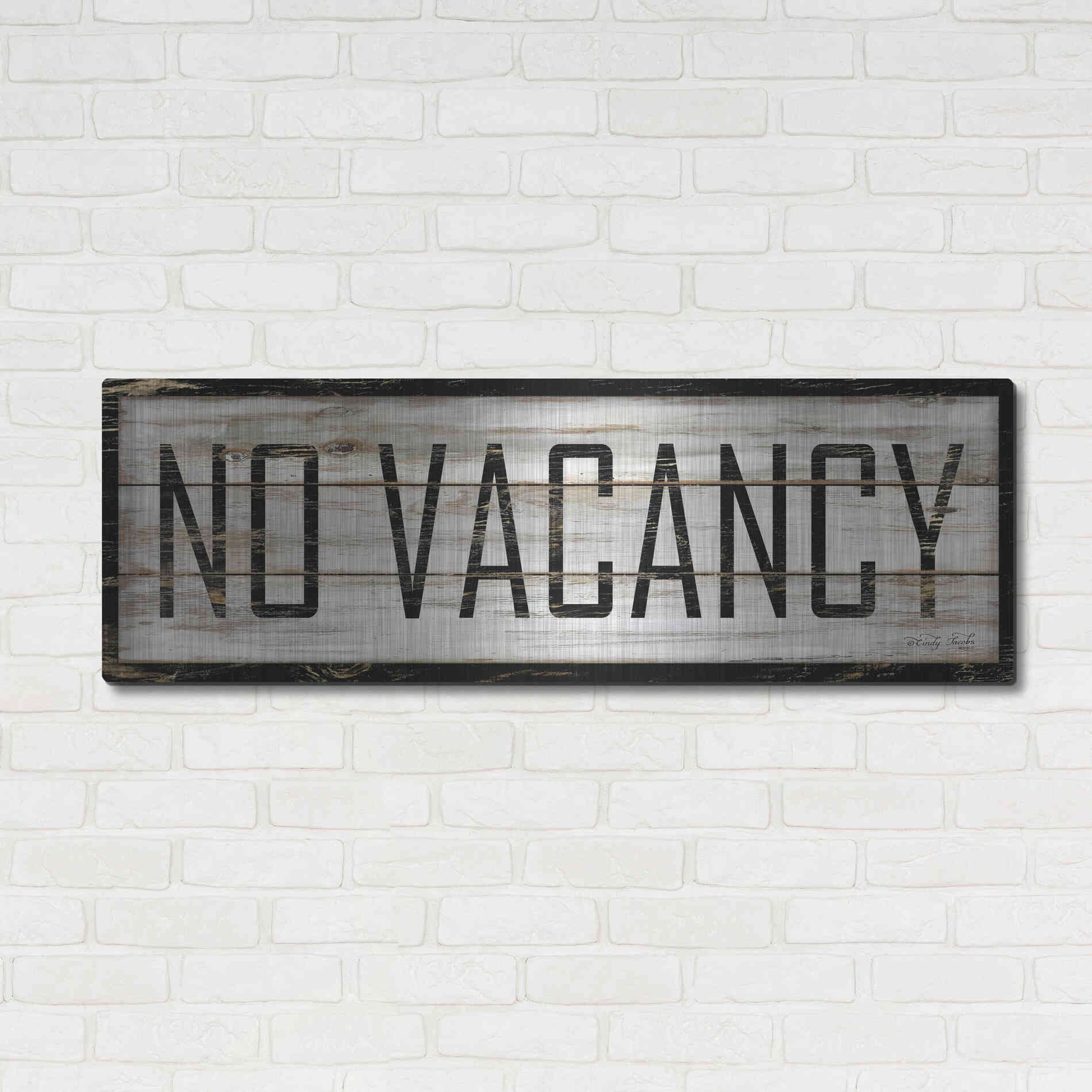 Luxe Metal Art 'No Vacancy' by Cindy Jacobs, Metal Wall Art,48x16