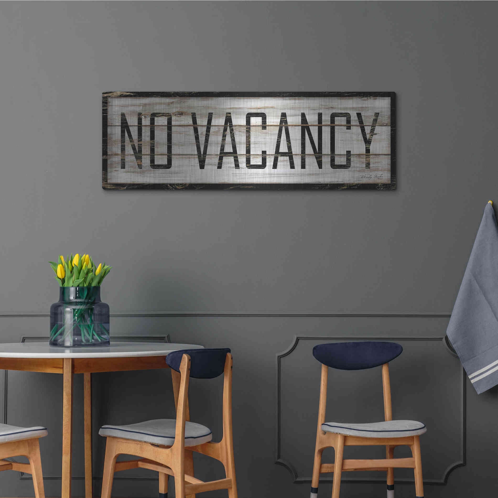 Luxe Metal Art 'No Vacancy' by Cindy Jacobs, Metal Wall Art,48x16