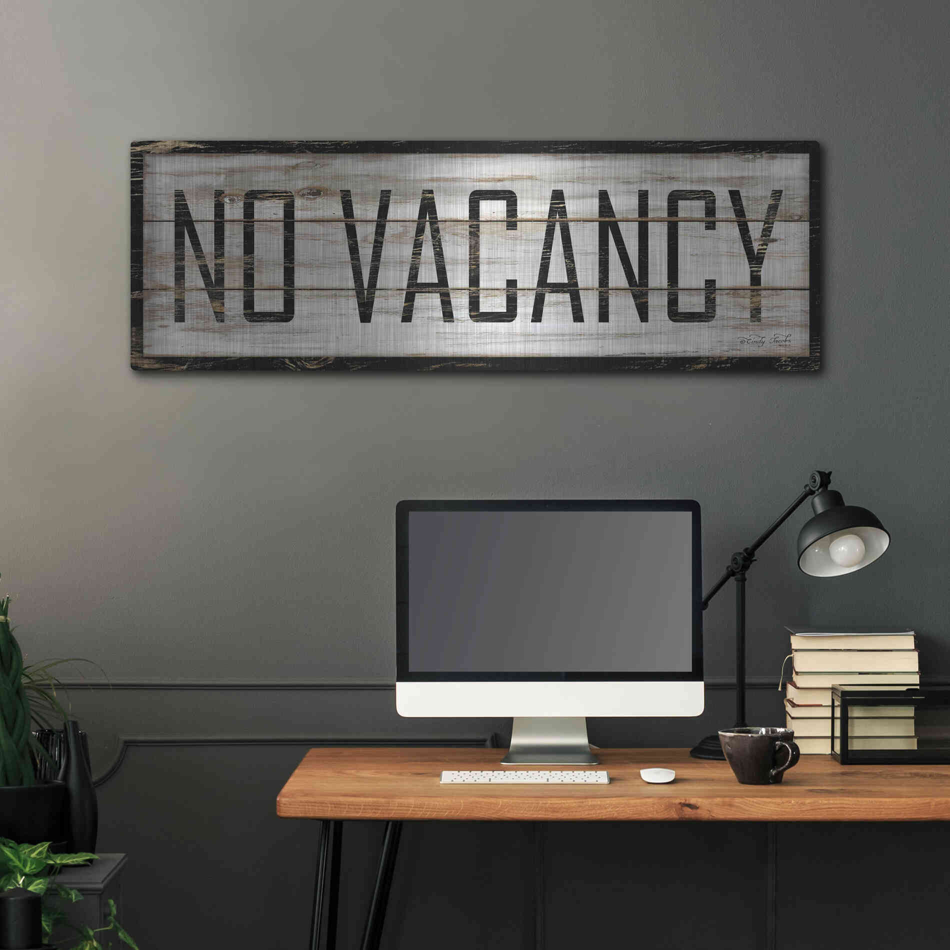 Luxe Metal Art 'No Vacancy' by Cindy Jacobs, Metal Wall Art,48x16