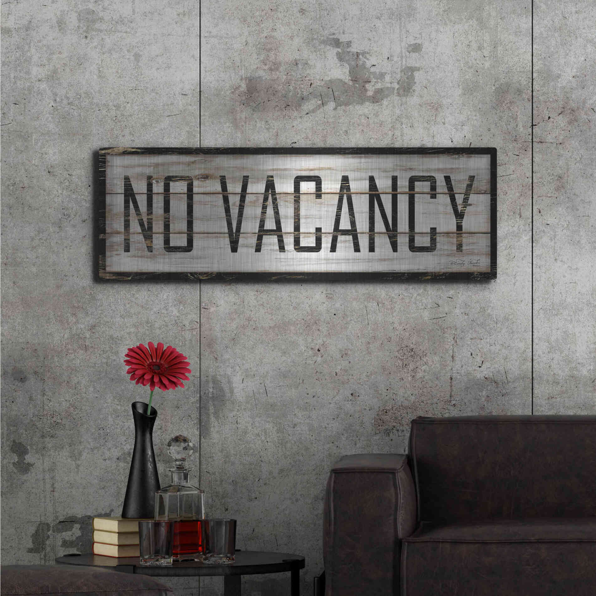 Luxe Metal Art 'No Vacancy' by Cindy Jacobs, Metal Wall Art,48x16