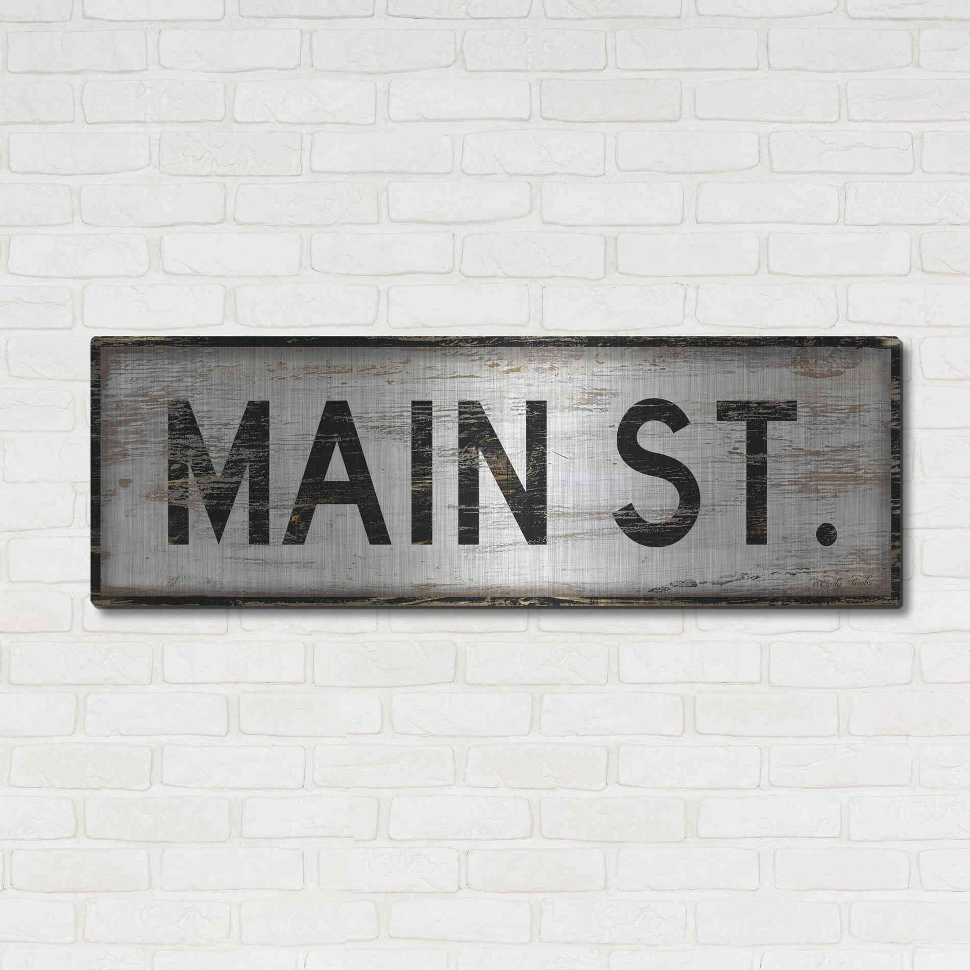 Luxe Metal Art 'Main St.' by Cindy Jacobs, Metal Wall Art,48x16