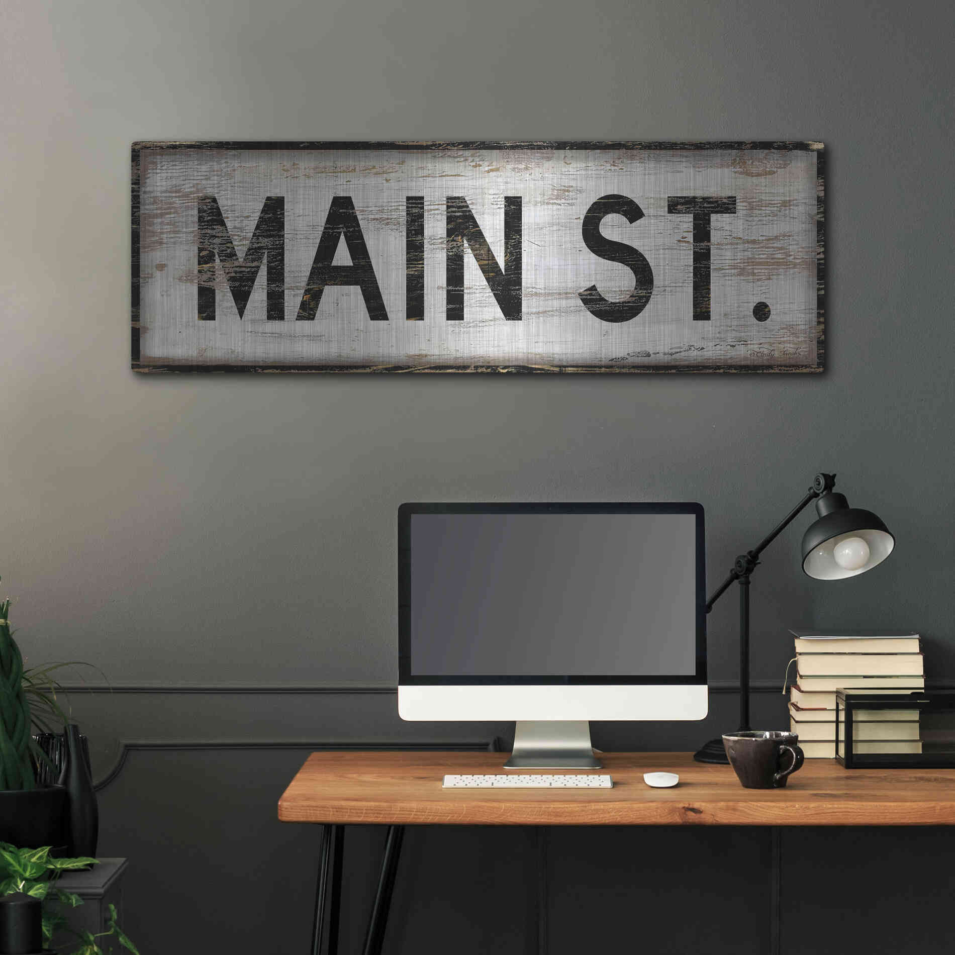 Luxe Metal Art 'Main St.' by Cindy Jacobs, Metal Wall Art,48x16