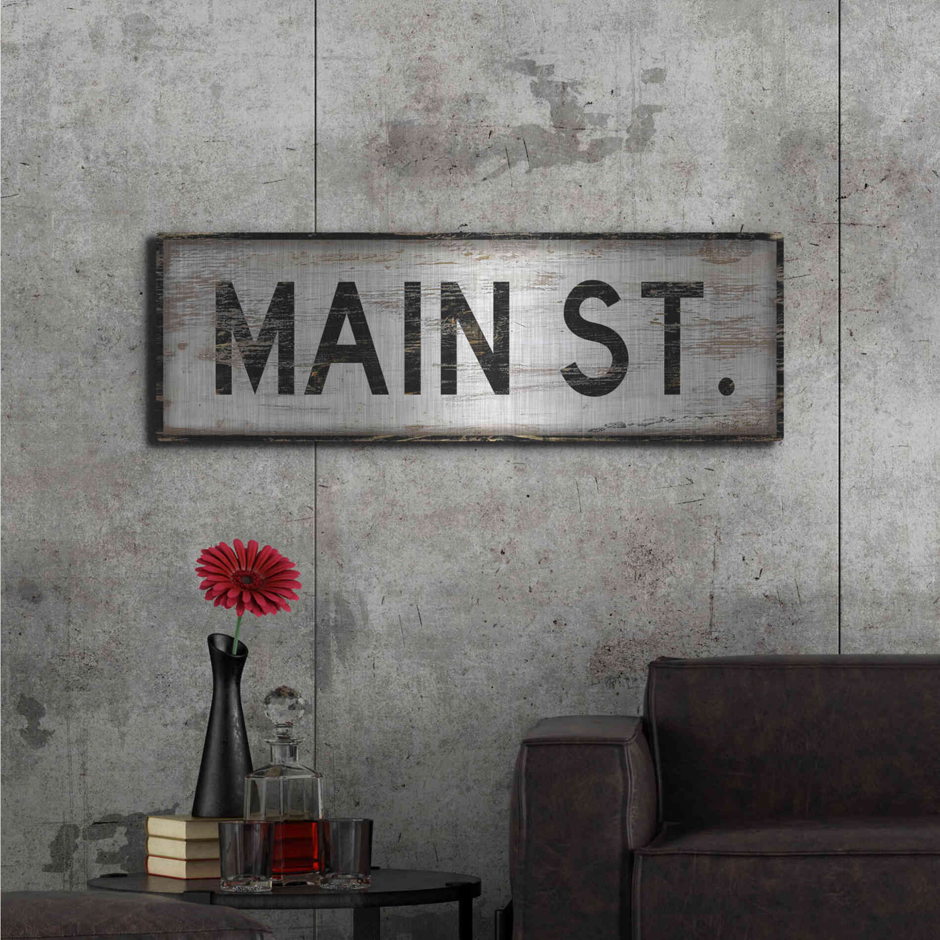 Luxe Metal Art 'Main St.' by Cindy Jacobs, Metal Wall Art,48x16