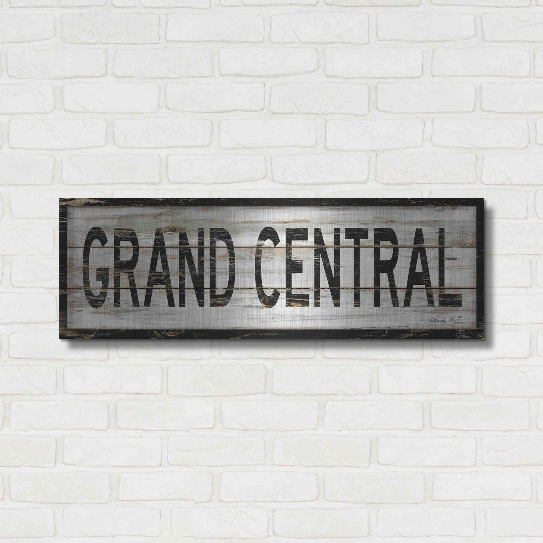 Luxe Metal Art 'Grand Central' by Cindy Jacobs, Metal Wall Art,36x12