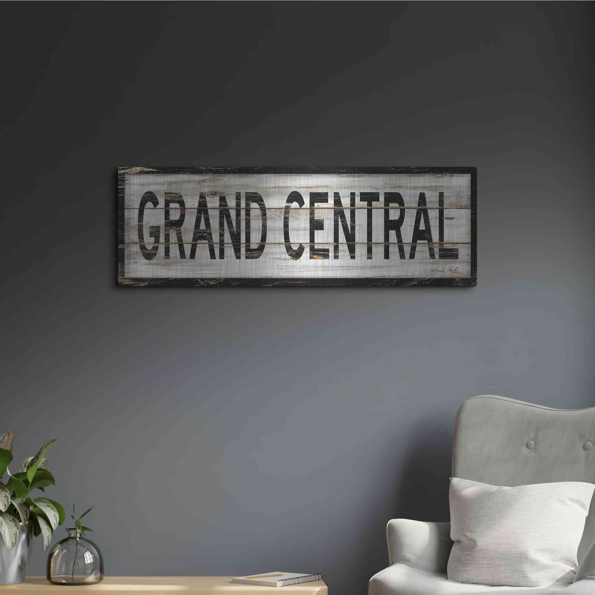Luxe Metal Art 'Grand Central' by Cindy Jacobs, Metal Wall Art,36x12