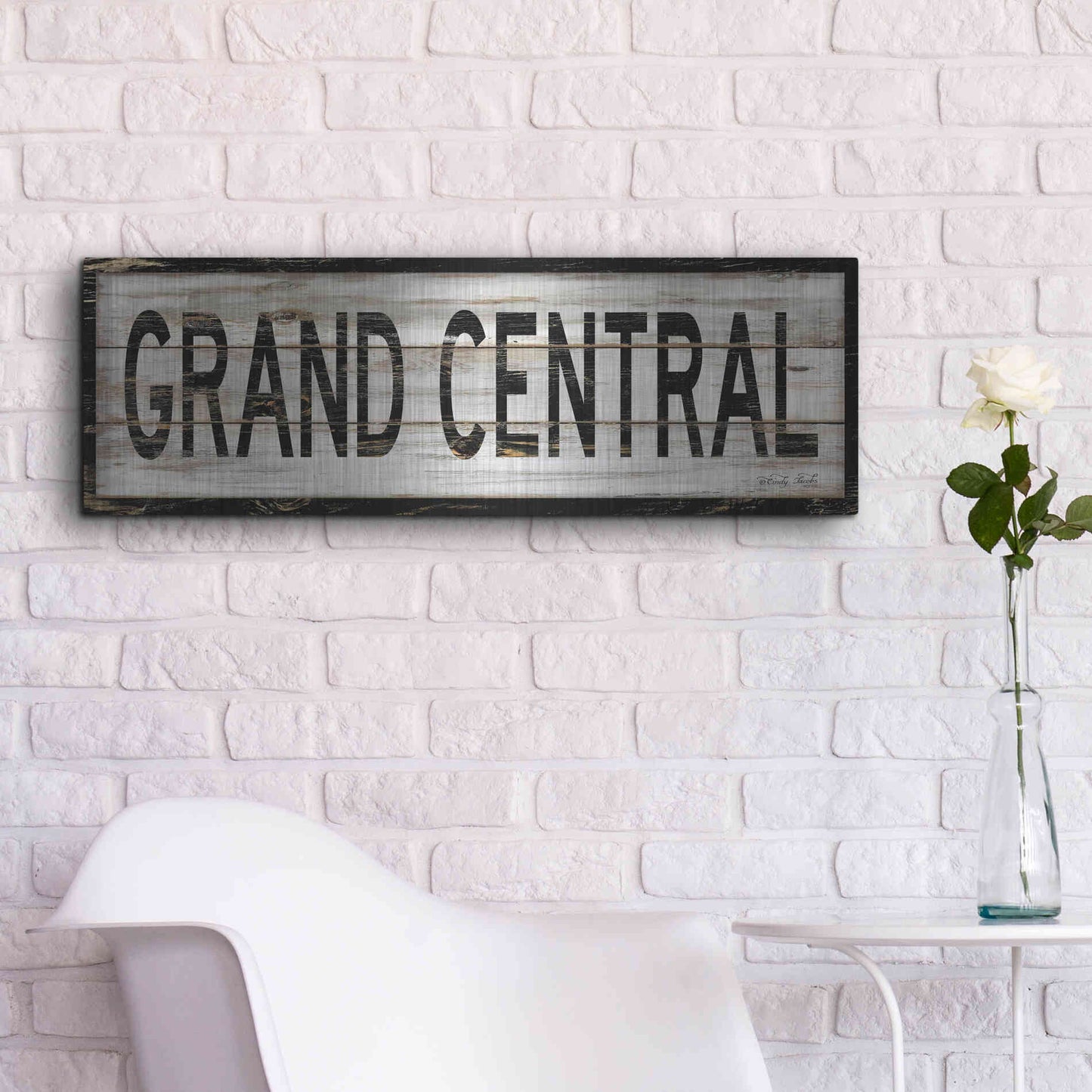 Luxe Metal Art 'Grand Central' by Cindy Jacobs, Metal Wall Art,36x12