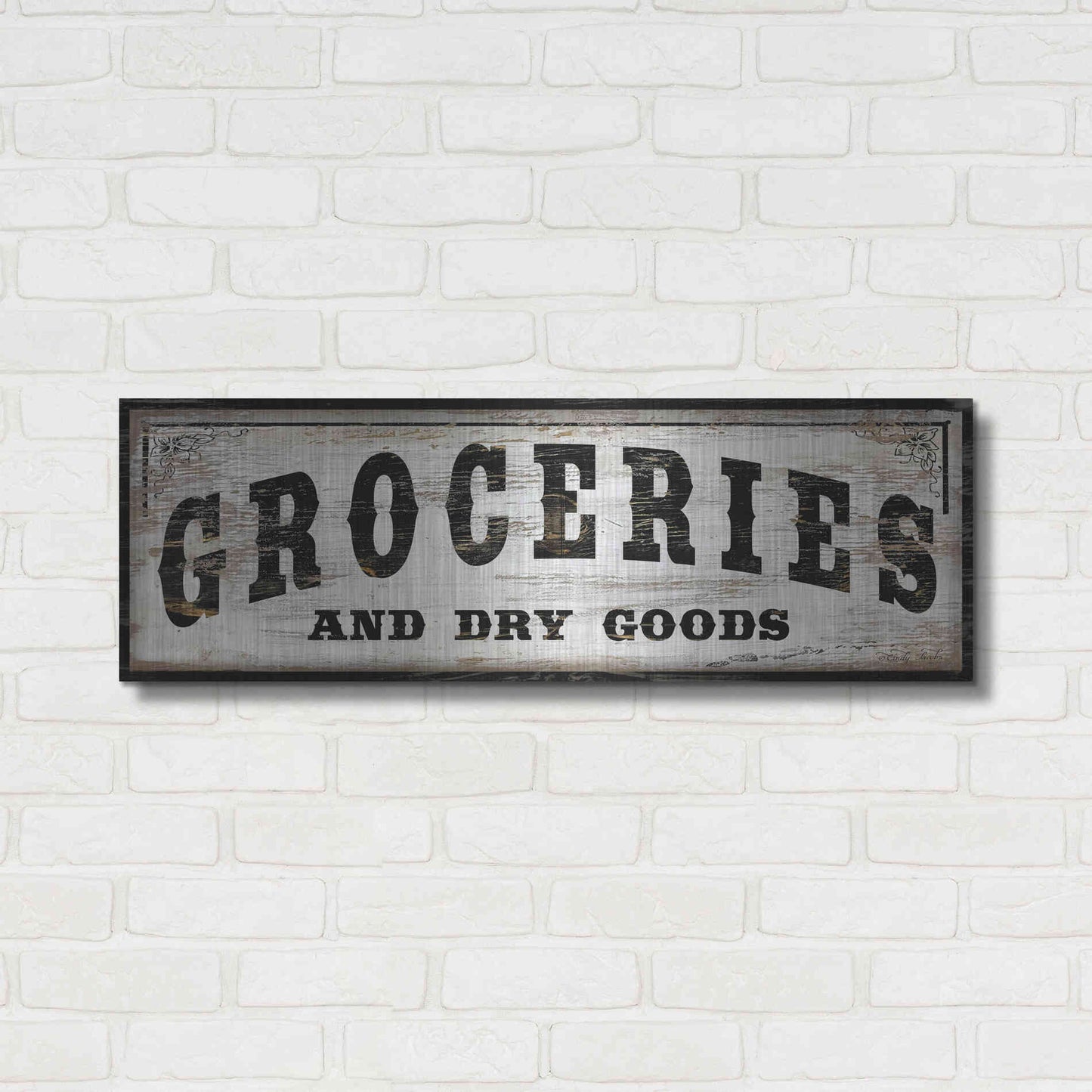 Luxe Metal Art 'Groceries and Dry Goods' by Cindy Jacobs, Metal Wall Art,36x12