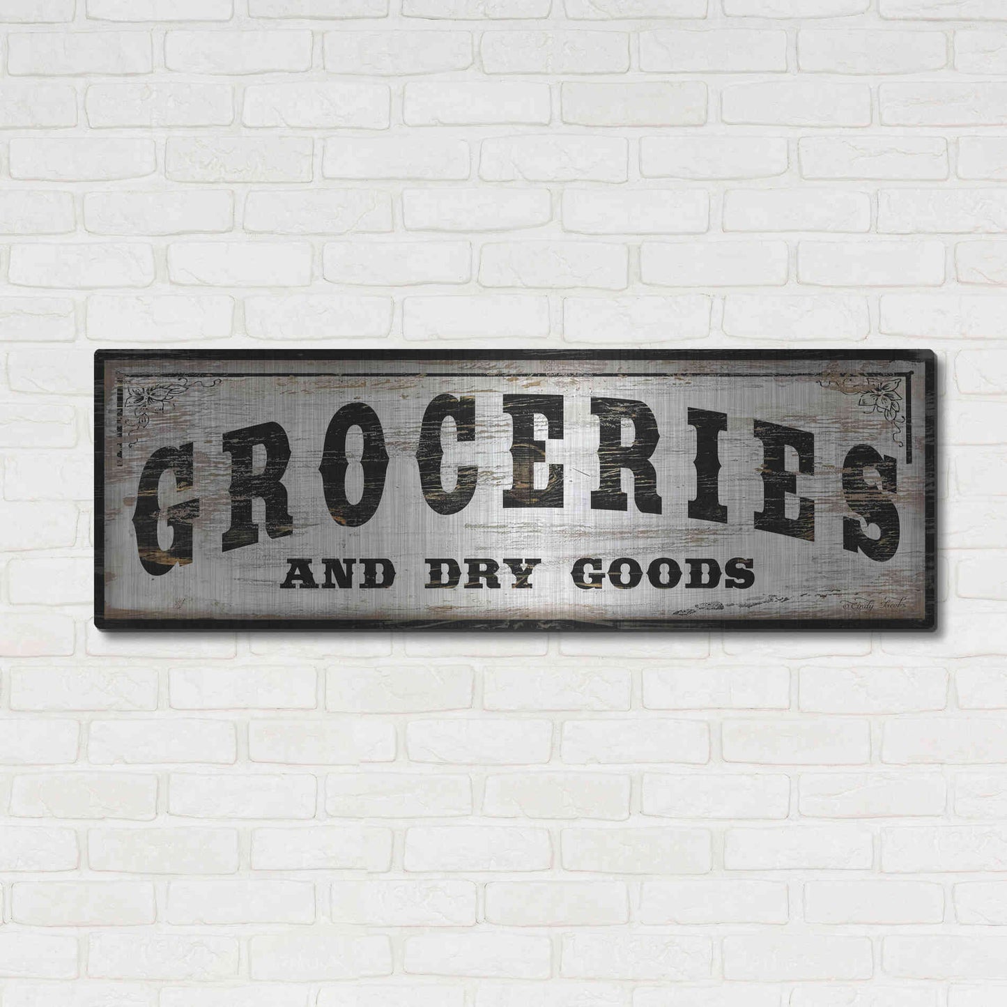 Luxe Metal Art 'Groceries and Dry Goods' by Cindy Jacobs, Metal Wall Art,48x16