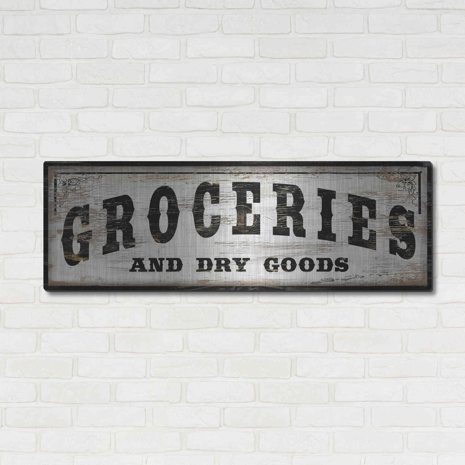 Luxe Metal Art 'Groceries and Dry Goods' by Cindy Jacobs, Metal Wall Art,48x16