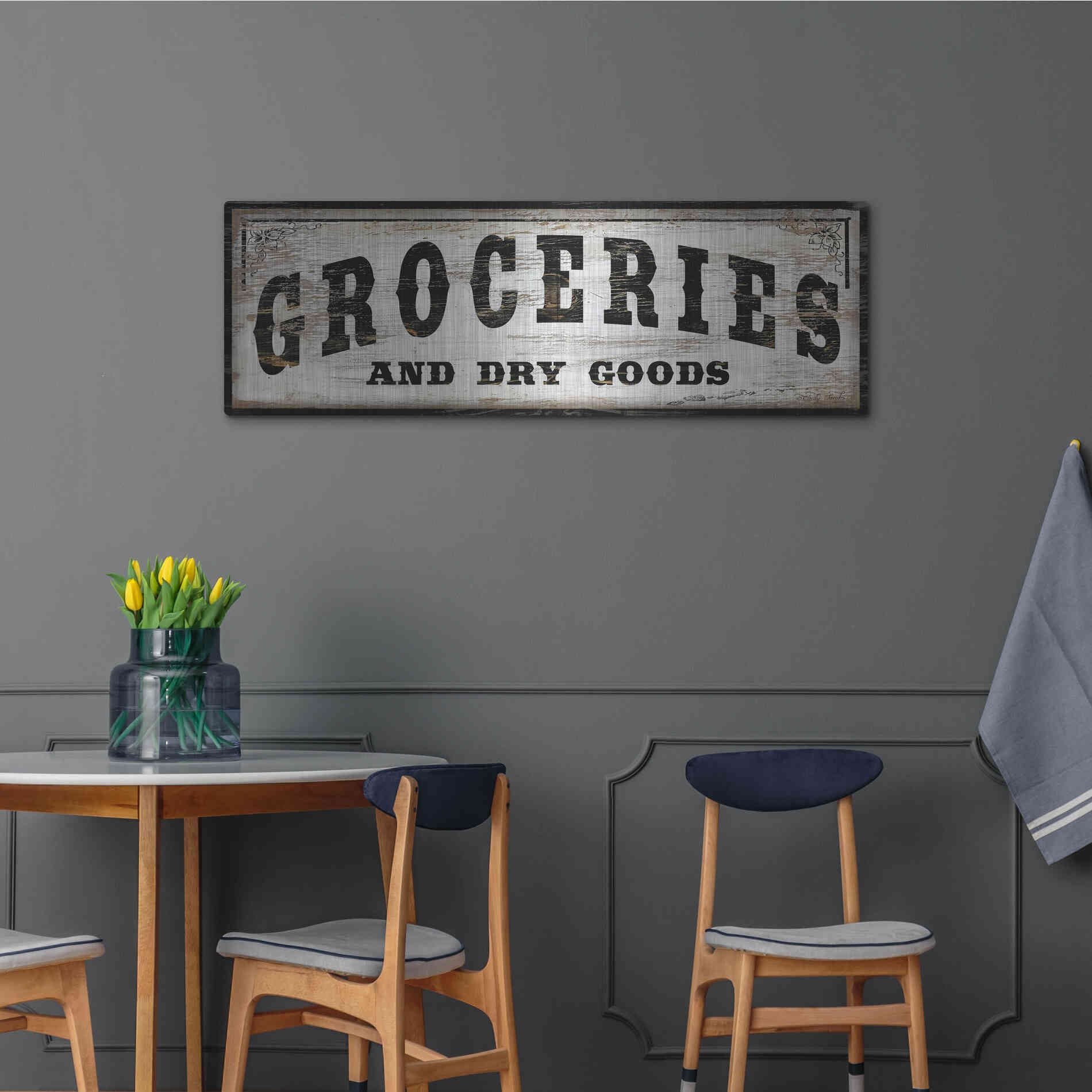 Luxe Metal Art 'Groceries and Dry Goods' by Cindy Jacobs, Metal Wall Art,48x16