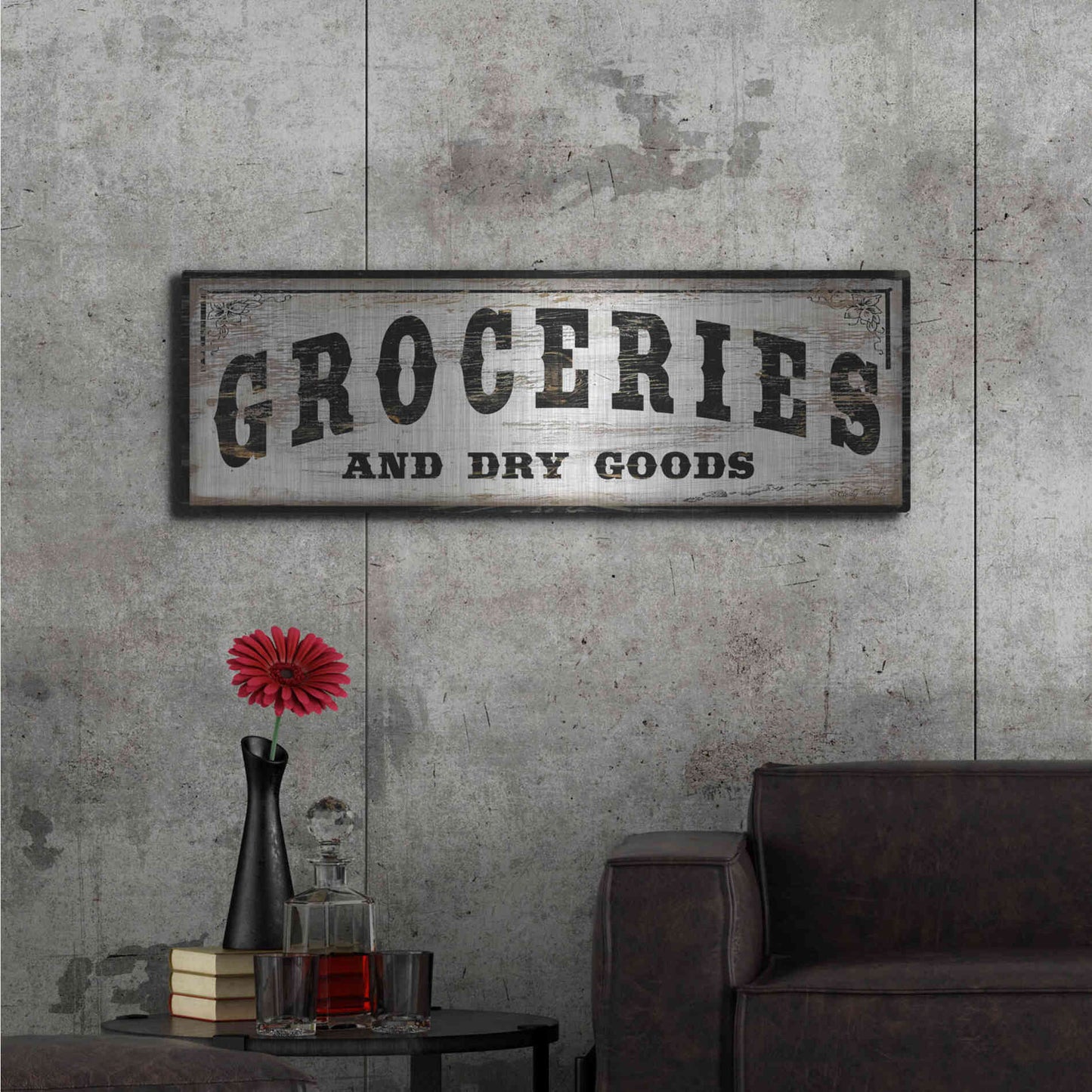 Luxe Metal Art 'Groceries and Dry Goods' by Cindy Jacobs, Metal Wall Art,48x16