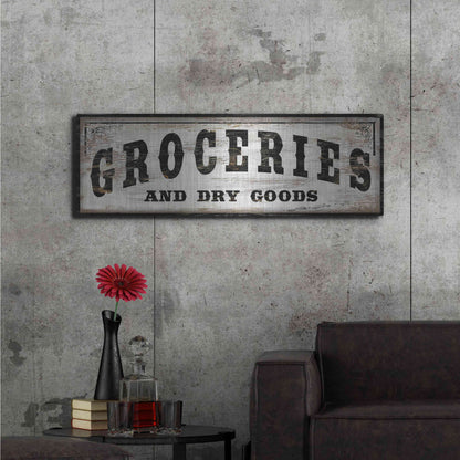 Luxe Metal Art 'Groceries and Dry Goods' by Cindy Jacobs, Metal Wall Art,48x16