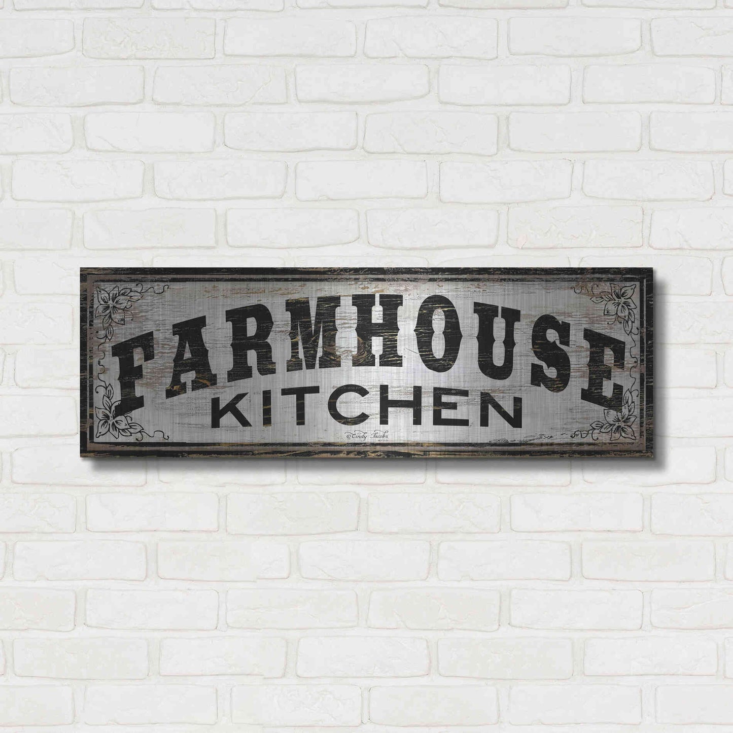 Luxe Metal Art 'Farmhouse Kitchen' by Cindy Jacobs, Metal Wall Art,36x12