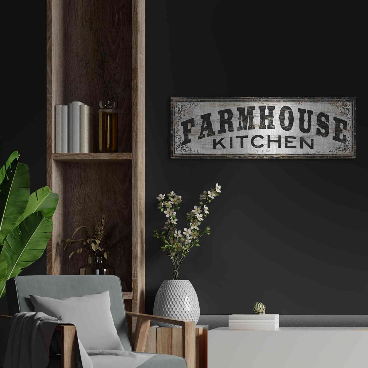 Luxe Metal Art 'Farmhouse Kitchen' by Cindy Jacobs, Metal Wall Art,36x12