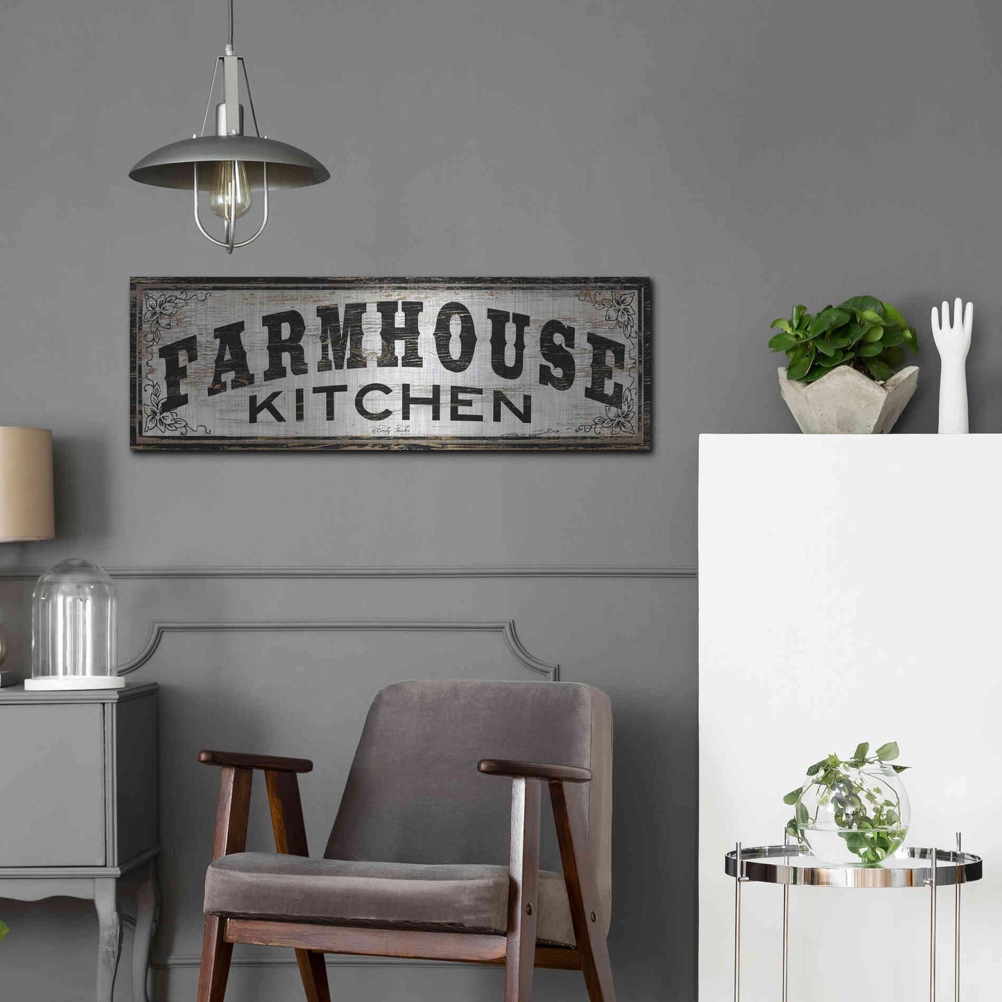 Luxe Metal Art 'Farmhouse Kitchen' by Cindy Jacobs, Metal Wall Art,36x12