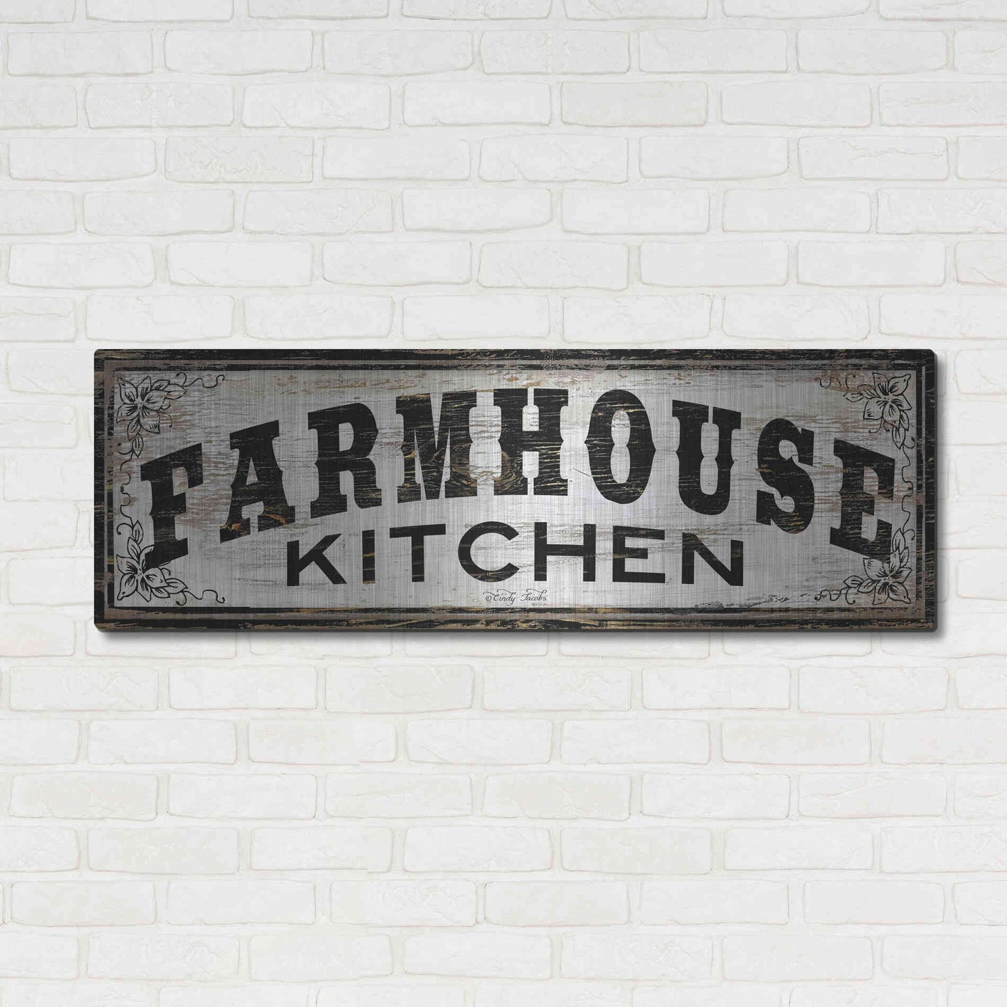 Luxe Metal Art 'Farmhouse Kitchen' by Cindy Jacobs, Metal Wall Art,48x16