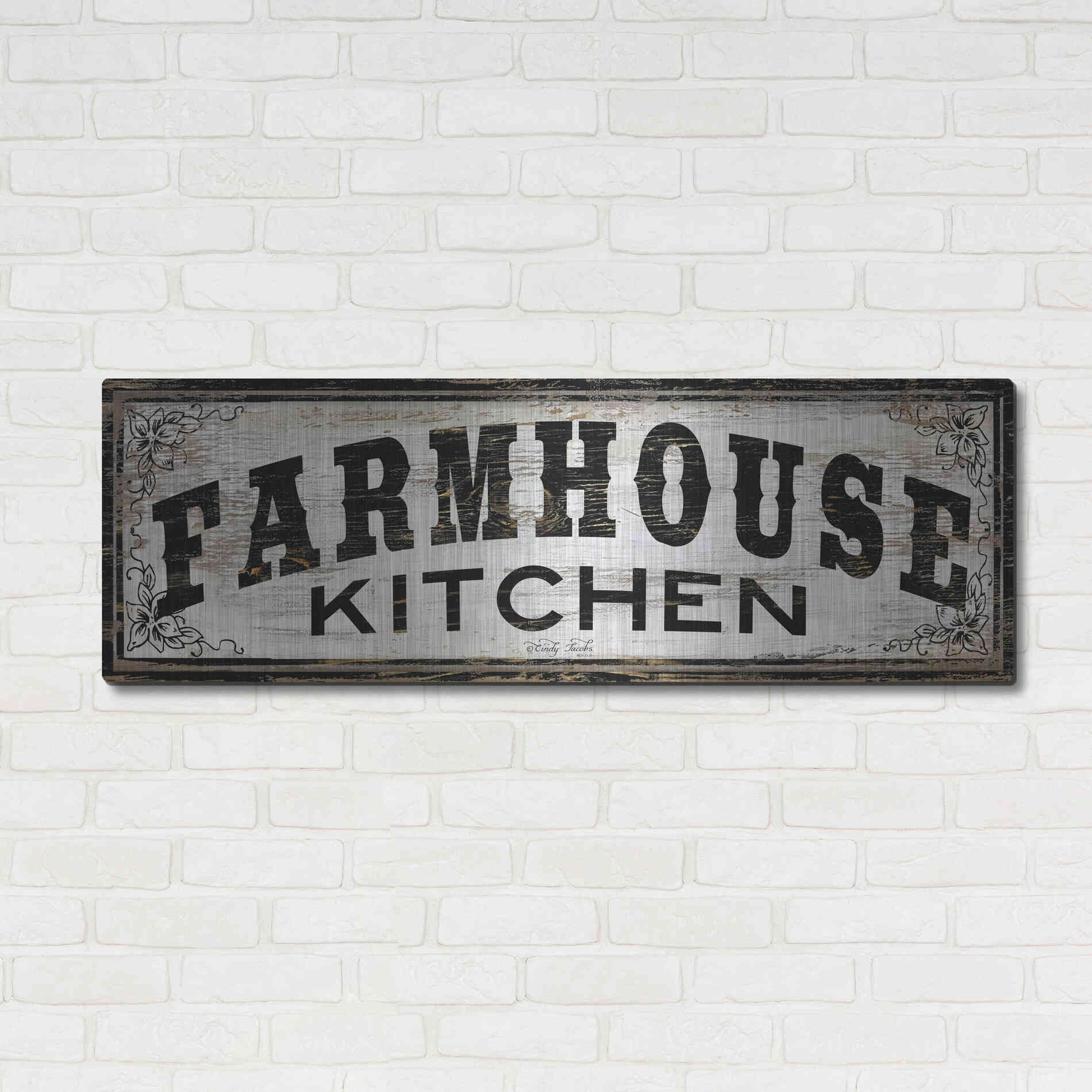 Luxe Metal Art 'Farmhouse Kitchen' by Cindy Jacobs, Metal Wall Art,48x16