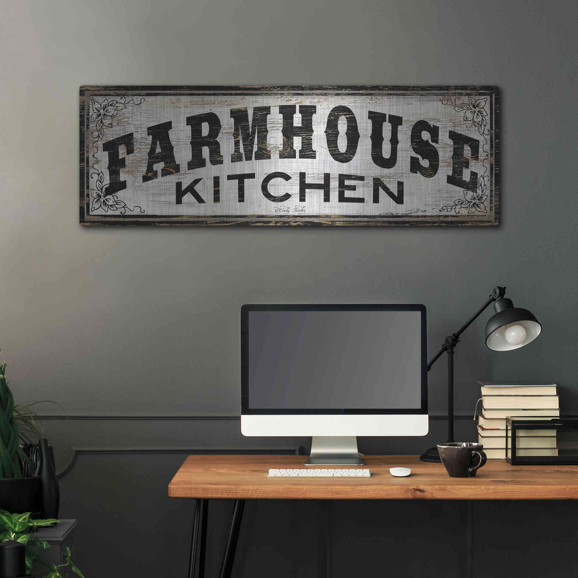 Luxe Metal Art 'Farmhouse Kitchen' by Cindy Jacobs, Metal Wall Art,48x16