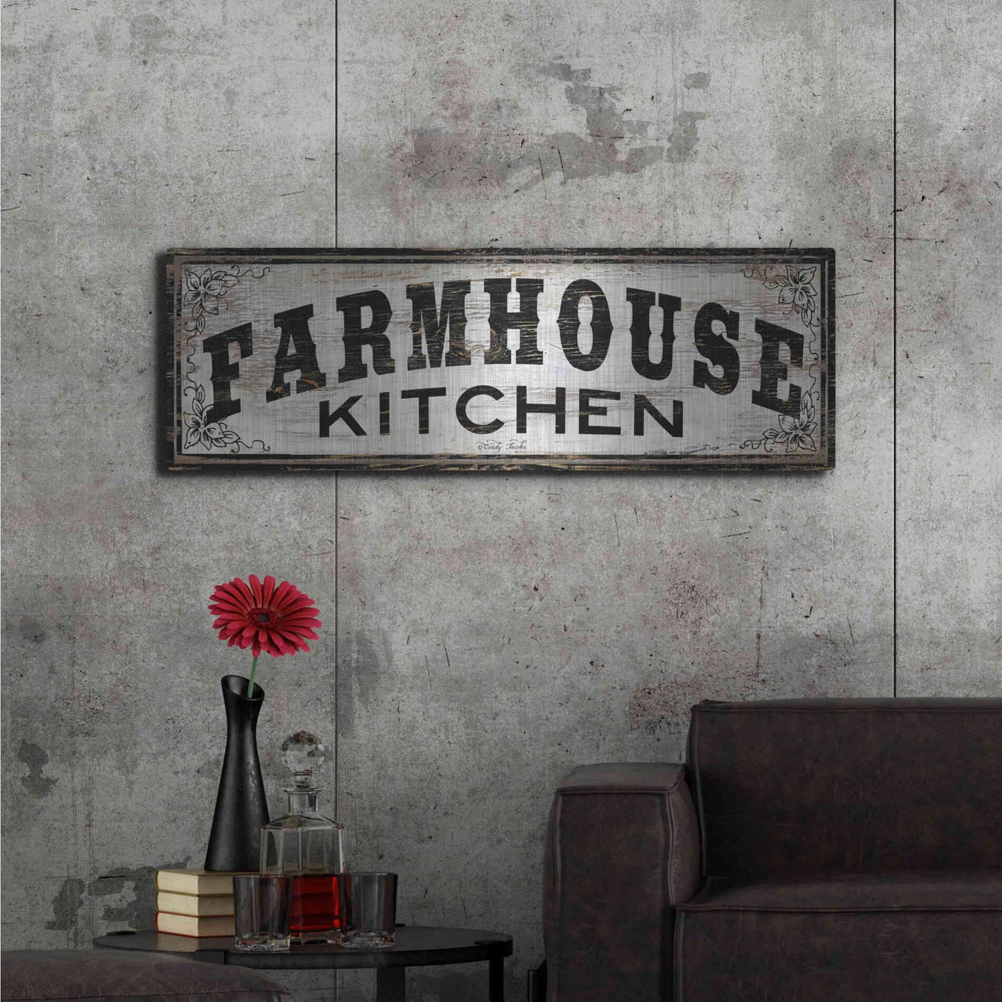 Luxe Metal Art 'Farmhouse Kitchen' by Cindy Jacobs, Metal Wall Art,48x16