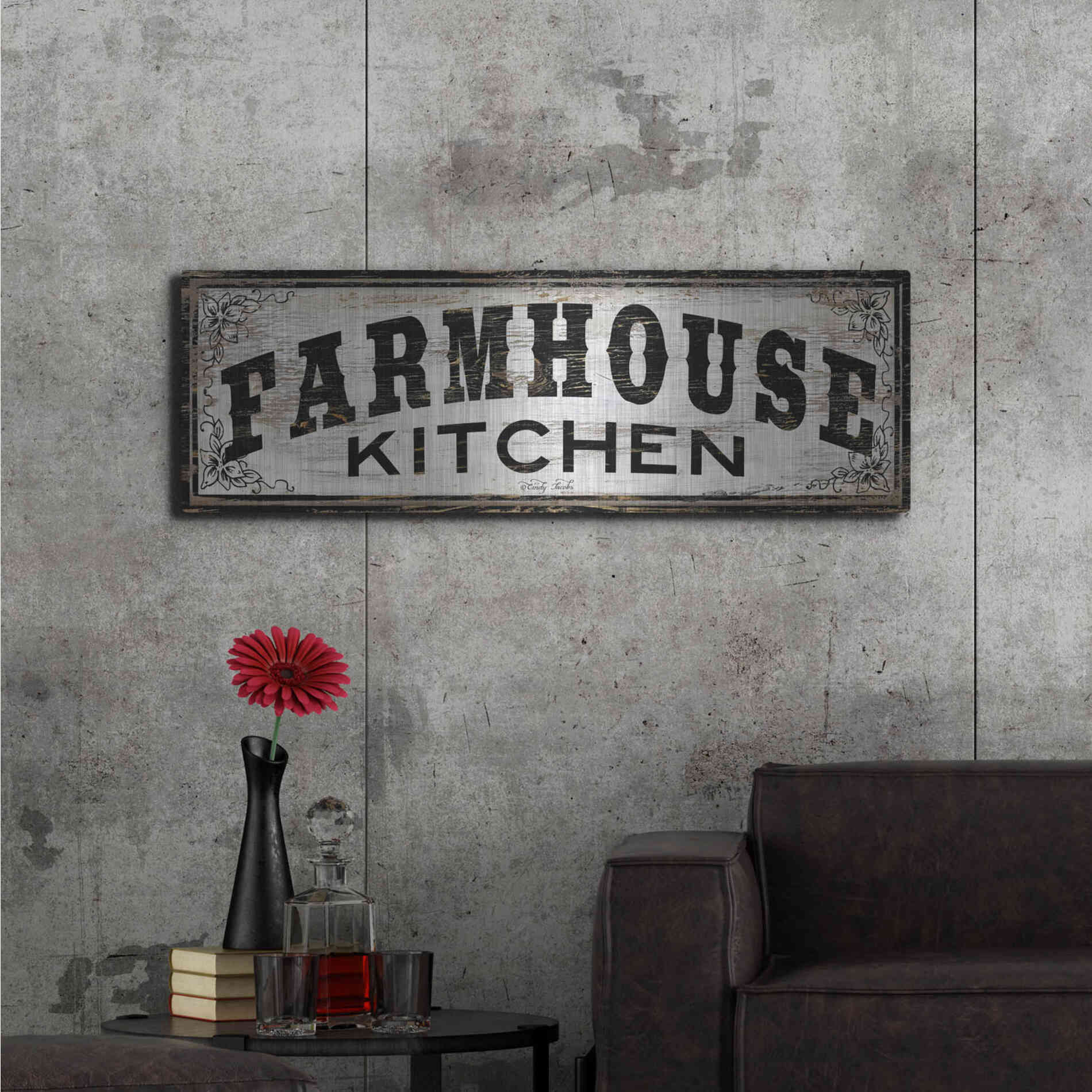 Luxe Metal Art 'Farmhouse Kitchen' by Cindy Jacobs, Metal Wall Art,48x16
