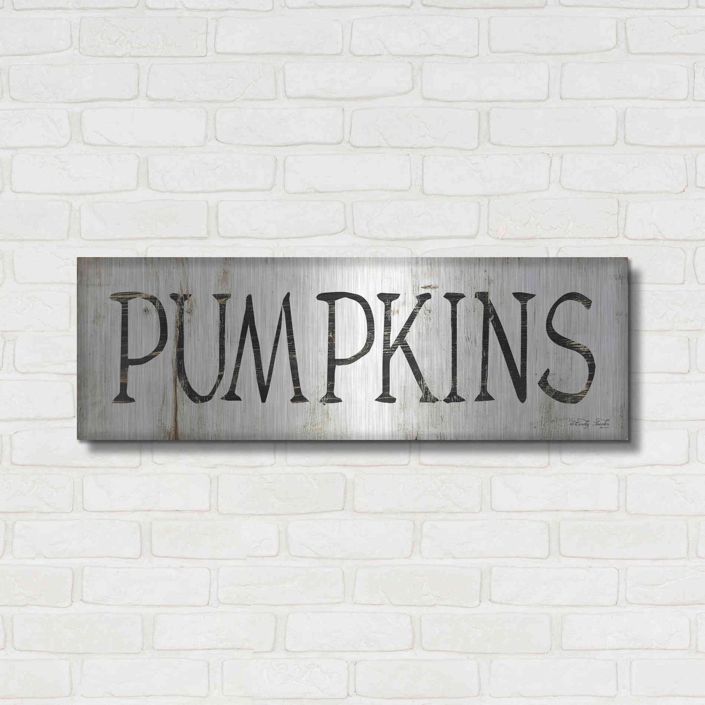 Luxe Metal Art 'Pumpkins' by Cindy Jacobs, Metal Wall Art,36x12