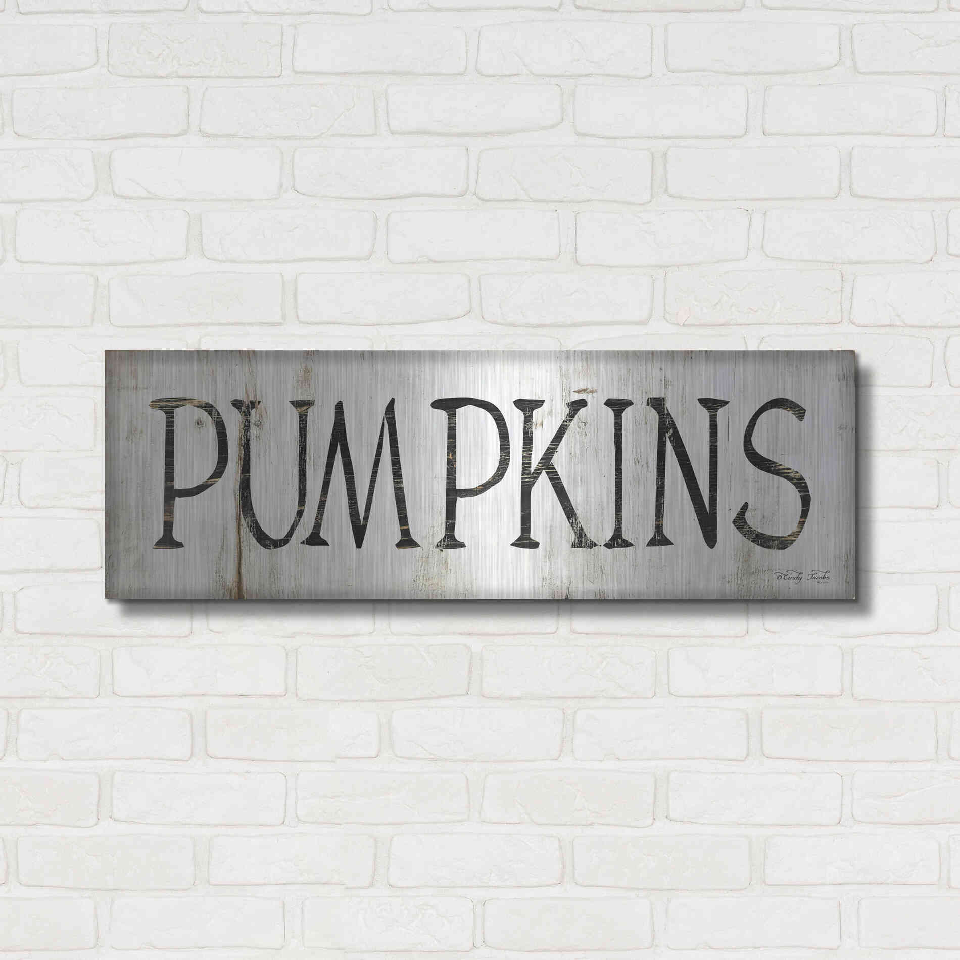 Luxe Metal Art 'Pumpkins' by Cindy Jacobs, Metal Wall Art,36x12