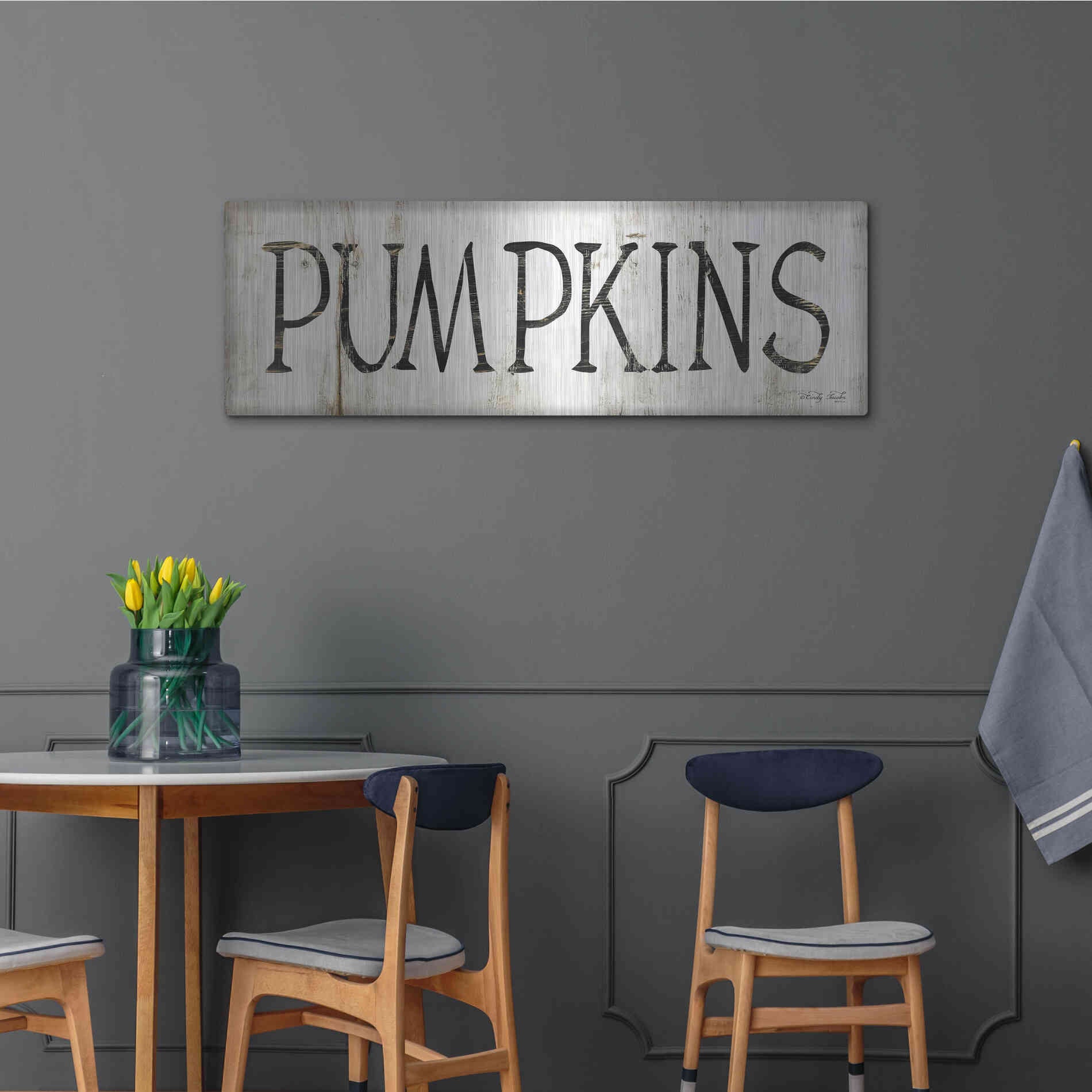 Luxe Metal Art 'Pumpkins' by Cindy Jacobs, Metal Wall Art,48x16