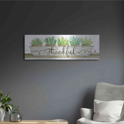 Luxe Metal Art 'Thankful Succulent Pots' by Cindy Jacobs, Metal Wall Art,36x12