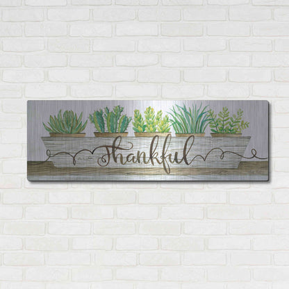 Luxe Metal Art 'Thankful Succulent Pots' by Cindy Jacobs, Metal Wall Art,48x16