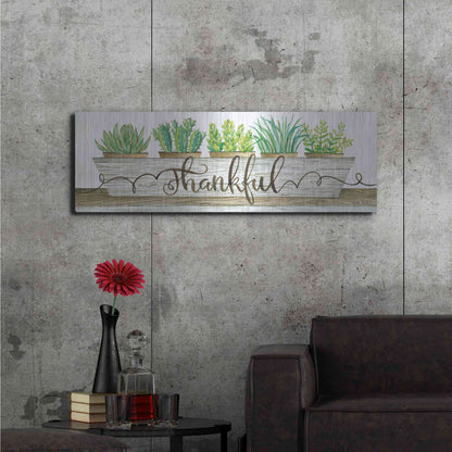 Luxe Metal Art 'Thankful Succulent Pots' by Cindy Jacobs, Metal Wall Art,48x16