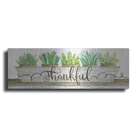 Luxe Metal Art 'Thankful Succulent Pots' by Cindy Jacobs, Metal Wall Art