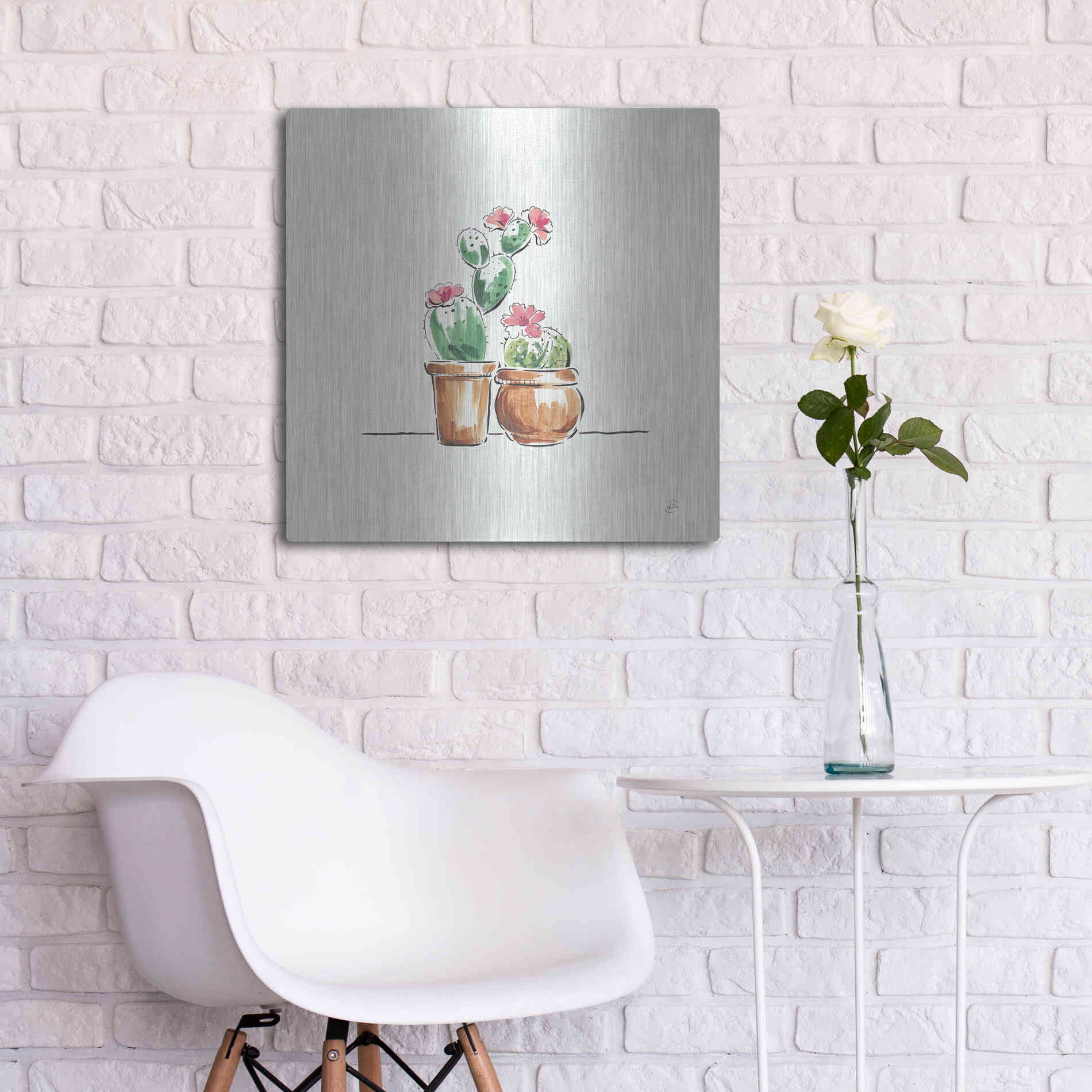 Luxe Metal Art 'Desert Bloom VII' by Daphne Brissonet, Metal Wall Art,24x24